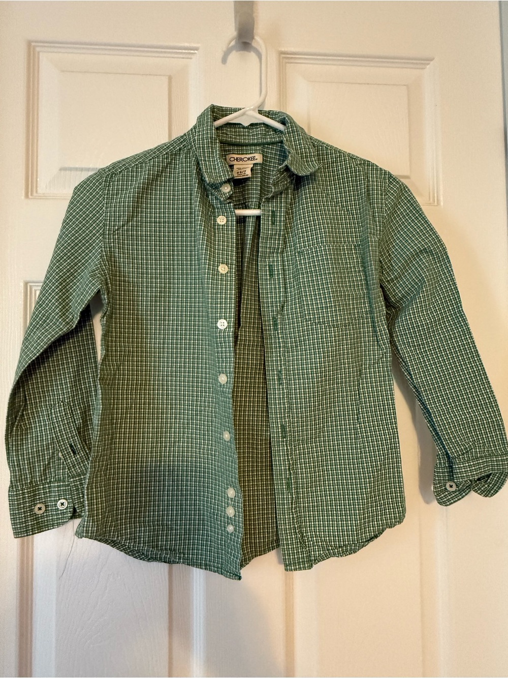 Boys Cherokee Green Check Button-Down Shirt